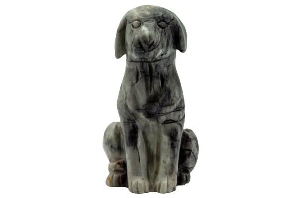 Hund sitzend ca.70mm, Picasso-Jaspis
