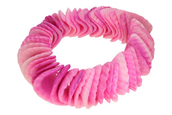 Muschel Schiffchen-Armband geriffelt 25mm/18-19cm pink gefärbt