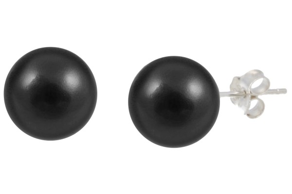 Ohrstecker 10mm schwarze Shellbased-Perle auf Silber 925