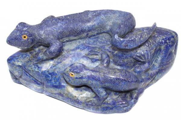 Echsen Gravur 170x78x145mm (3kg) aus Lapislazuli