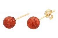 Ohrstecker Kugel 6mm auf vergoldetem Silber 925, Schaumkoralle Ohrstecker Kugel 6mm auf vergoldetem Silber 925, Schaumkoralle