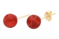 Ohrstecker Kugel 8mm auf vergoldetem Silber 925, Schaumkoralle Ohrstecker Kugel 8mm auf vergoldetem Silber 925, Schaumkoralle
