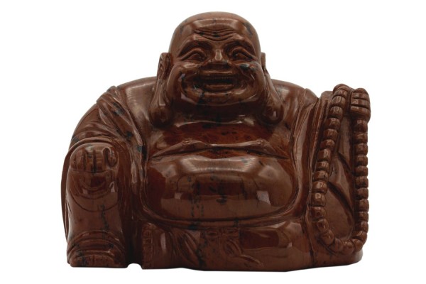 Buddha mit Mala 130x100x80mm aus Mahagoni Obsidian