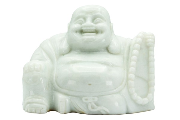 Buddha mit Mala 130x100x80mm aus Schneemarmor