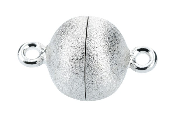Magnetschließe Kugel 8mm  Silber rhodiniert matt