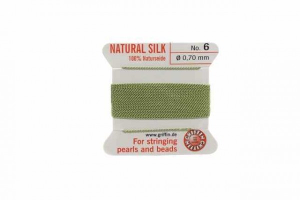 Aufziehseide No.6, 0,70mm/2m mit Nadel, peridotgrün