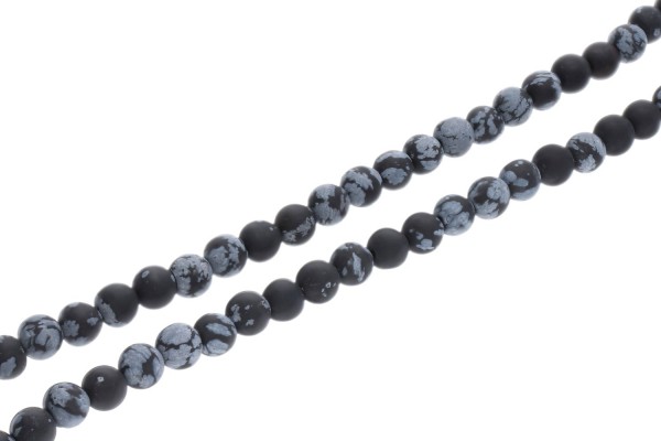 6mm round beads in matt snowflake obsidian
