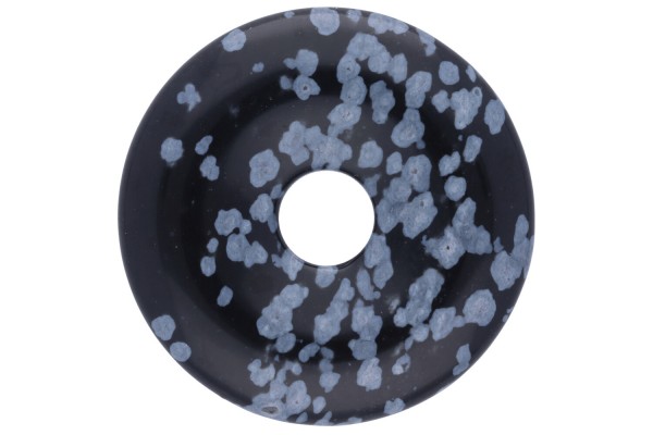 30mm Donut Anhänger aus Schneeflocken Obsidian