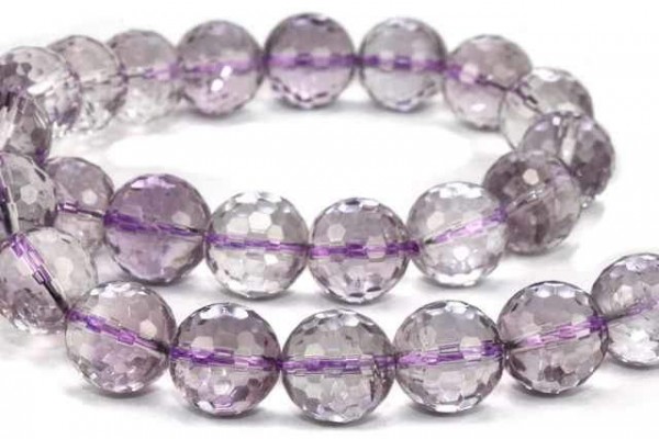 Kugelstrang facettiert 128-cut 11mm/40cm, Amethyst AA hell