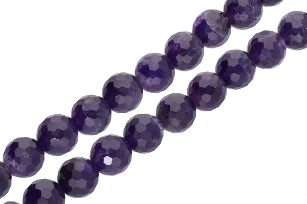 Kugelstrang 12mm/40cm facettiert 128-cut, Amethyst A