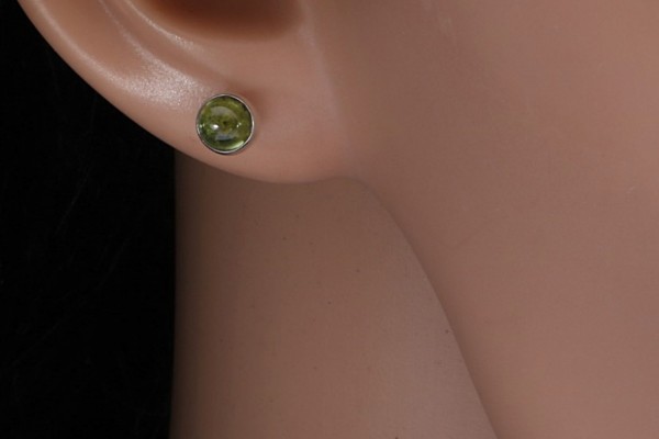 Ohrstecker rund 6mm in Silber 925, Peridot