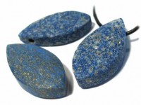 Navette-Anhänger mit Bohrung, 20x40mm, Lapislazuli matt Navette-Anhänger mit Bohrung, 20x40mm, Lapislazuli matt