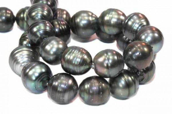 Perlenstrang ca. 12-14mm/40cm, Tahiti-Perlen mit Circles