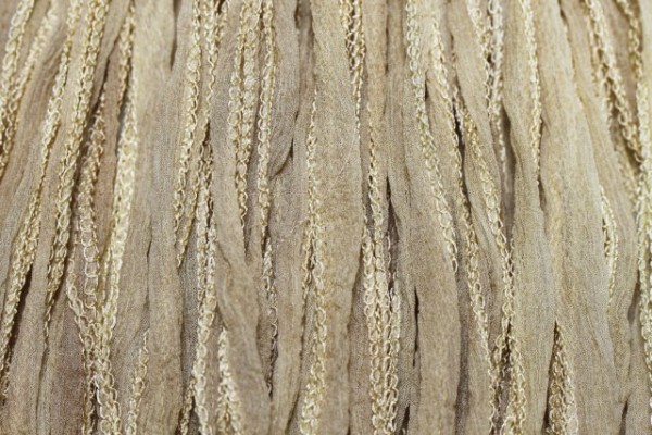 Seidenband fairy 110x1,5cm, Crinkle Chiffonseide beige