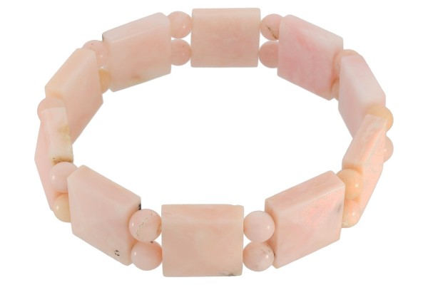 Andenopal rosa Pyramiden-Armband 13mm/19cm facettiert