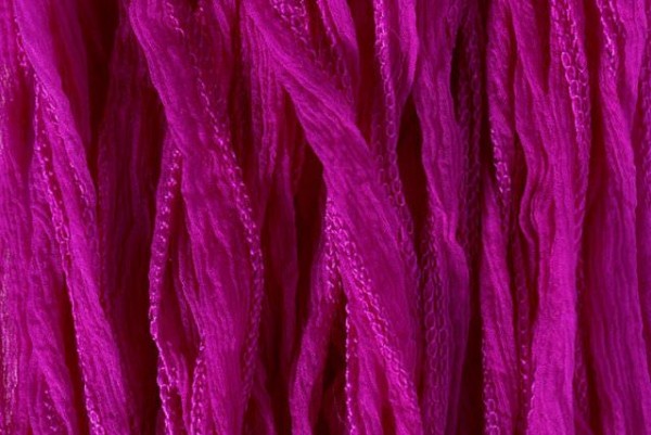 Seidenband fairy 110x1,5cm, Crinkle Chiffonseide fuchsia