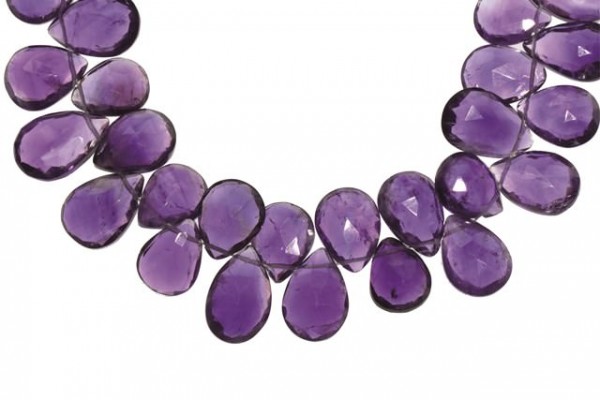 Tropfenstrang facettiert 8x12-10x13mm/41cm, Amethyst AA