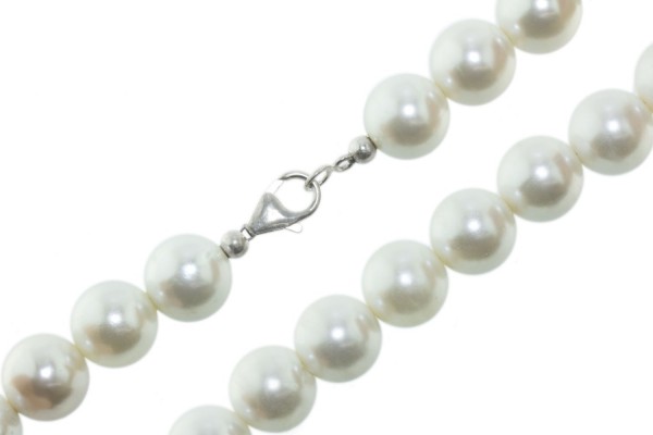 Damen Kugelkette 12mm/47cm, weiße Shellbased Perle