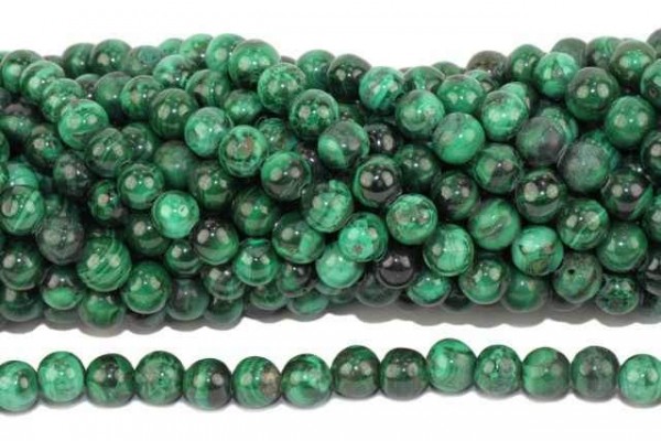 6mm round beads in malachite