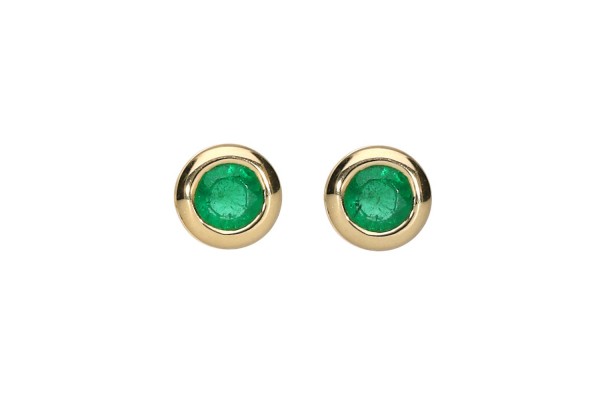 18K Gelb Gold über 925 Sterlingsilber Stecker Ohrringe mit Smaragde & Akzent