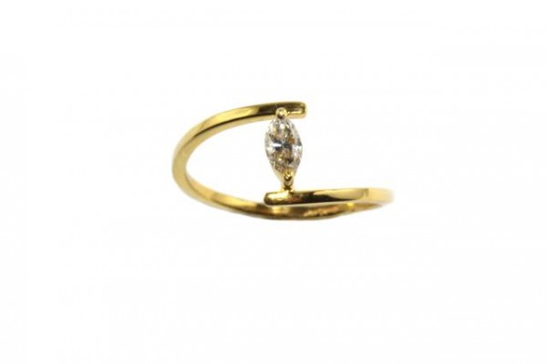 Ring 18K Gelbgold mit Diamant-Navette 0,20ct Größe 53