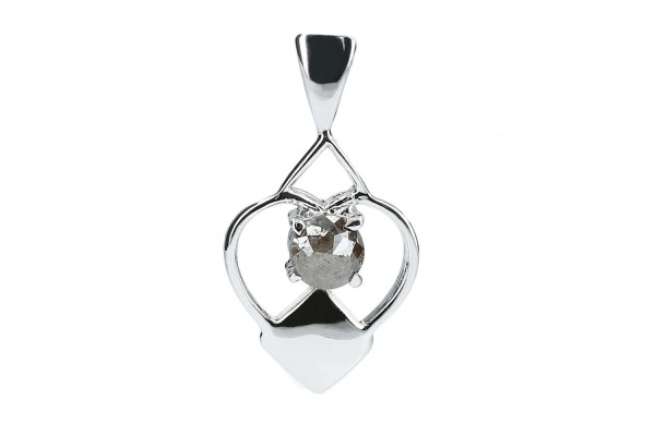 Herz-Anhänger 12x21mm mit facettiertem Diamanten in Brauntönen in Silber 925 rhodiniert