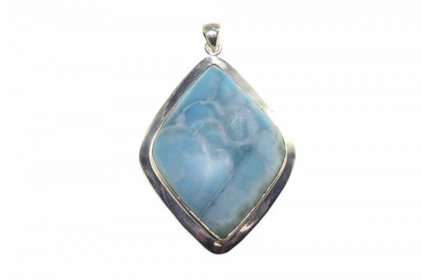 Rauten-Anhänger 46x72mm, Larimar AA in AG 925