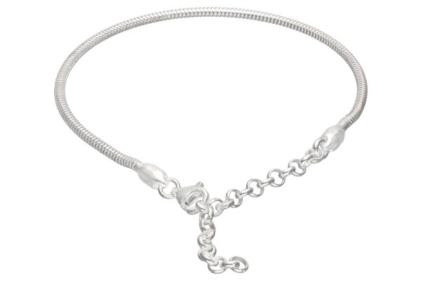 Armband Schlangenkette 4mm/170 - 220mm mit Schraubmechanik, Silber 925