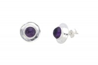 Ohrstecker rund 12-13mm mit Krempe, Amethyst in Sterlingsilber 925 Ohrstecker rund 12-13mm mit Krempe, Amethyst in Sterlingsilber 925