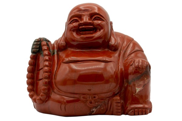 Buddha mit Mala 120x100x80mm aus rotem Jaspis