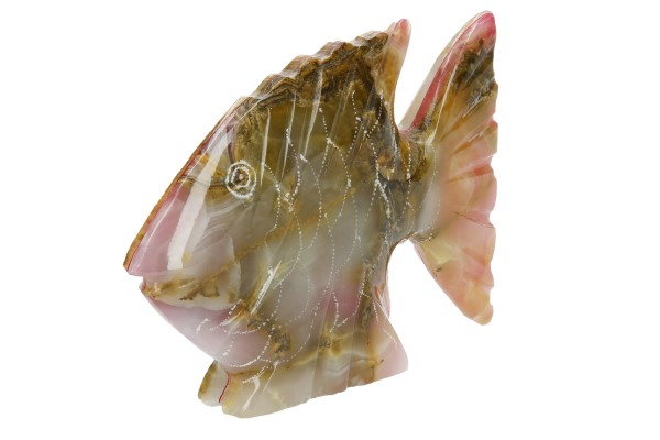 Fisch Gravur 102x18x72mm aus rosa Andenopal