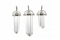 Bergkristall Anhänger doppelendig, 8-11x40-50mm in Fassung aus Sterlingsilber Bergkristall Anhänger doppelendig, 8-11x40-50mm in Fassung aus Sterlingsilber