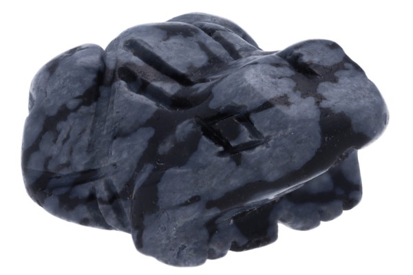 Frosch 10x15mm, mit vertikaler Bohrung aus Schneeflocken-Obsidian