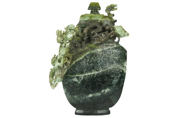 Vase 38x54x20cm mit Deckel aus Burma-Jade