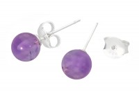 Kugel-Ohrstecker 6mm auf Silber 925, Amethyst hell Kugel-Ohrstecker 6mm auf Silber 925, Amethyst hell