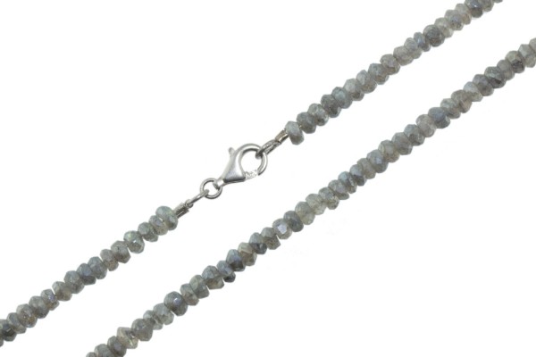 Buttonkette facettiert 3,8-4,5mm/45cm, Karabiner Silber 925, Labradorit behandelt