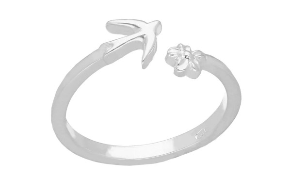 Ring mit Schwalbe und Blume, 2,8mm Größe 50-54, Silber 925Ring mit Schwalbe und Blume, 2,8mm Größe 50-54, Silber 925