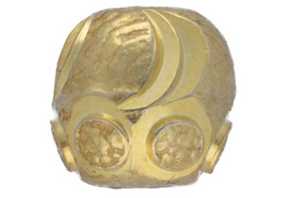 Kugel 5mm mit Sichel - und Kreis-Ornamenten, Silber 925 vergoldet