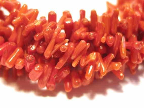 Astkorallenstrang 10x1-2mm/40cm Koralle rot gefärbt