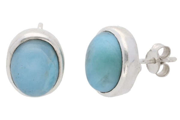 Ohrstecker oval 10x12mm in Silber 925, Larimar