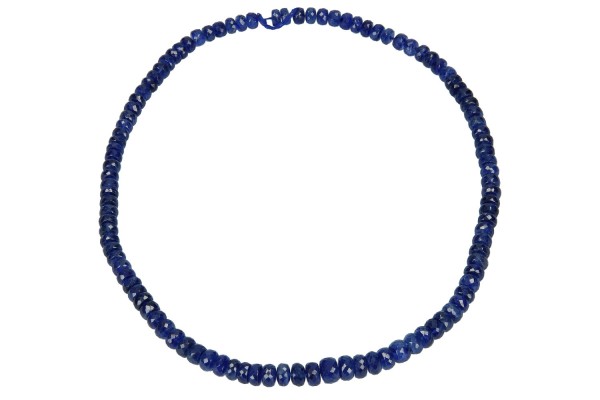 Buttonstrang facettiert 5,6-8mm/40cm (197ct), Saphir blau glasfilled
