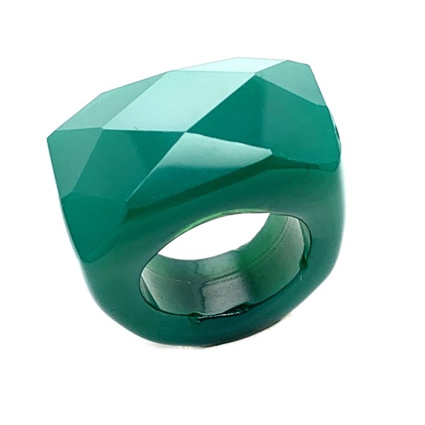 Big Head-Ring 32x21mm facettiert Größe 63, Achat grün gefärbt