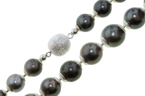 Perlenkette 12,5-15,5mm/50cm, Tahiti Perle mit Magnetschließe Sterlingsilber 925