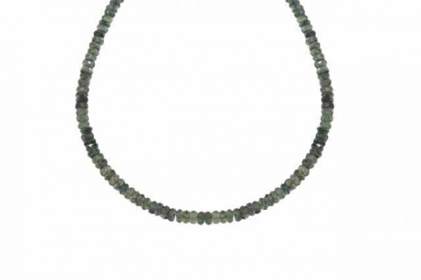 Buttonstrang facettiert 3-4,3mm/45cm, Saphir grün
