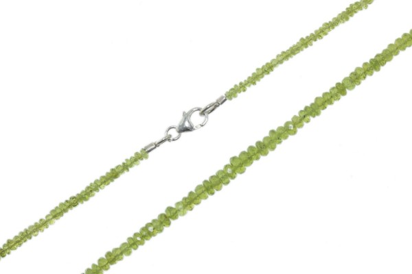 Damen Buttonkette facettiert 2-3,5mm/45cm Karabiner Sterlingsilber 925, Idokras