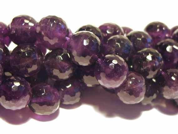 Kugelstrang facettiert 128-cut 14mm/40cm, Amethyst