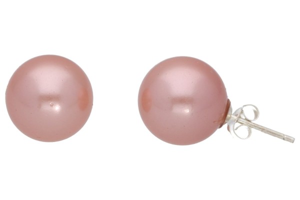 Ohrstecker 12mm Shellbased Perle pink auf Silber 925