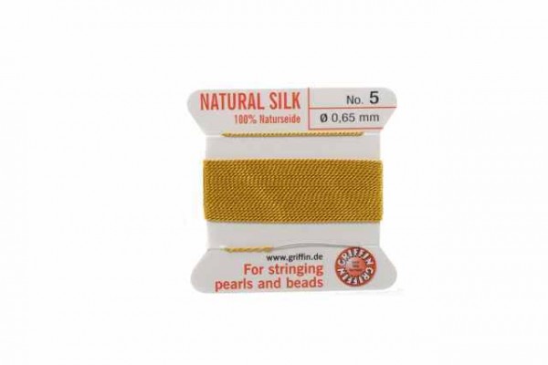 Aufziehseide No.5, 0,65mm/2m mit Nadel, gelbgold