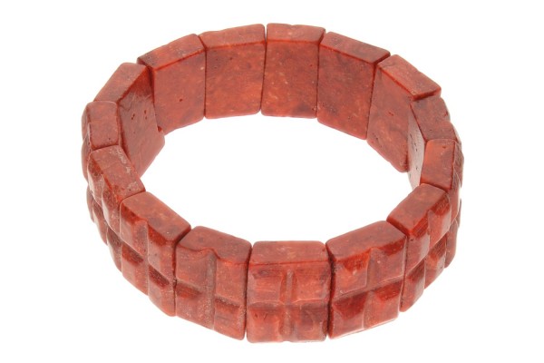 Schaumkoralle Square-Armband Kreuzkerbe 18x13mm/18-19cm