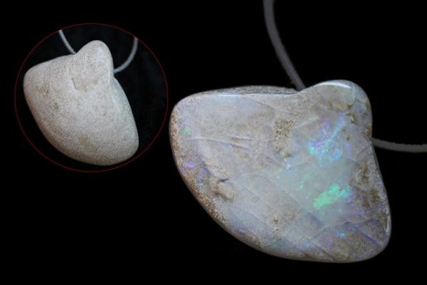 Muschel 65x59x19mm, fossiler Opal